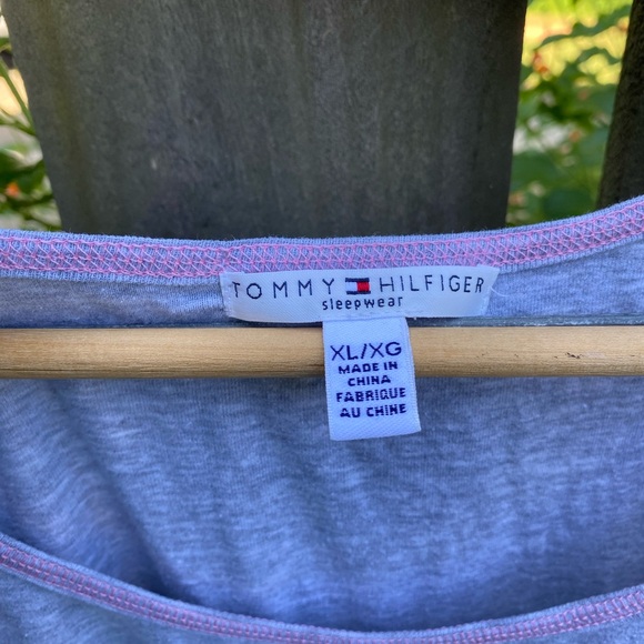 Y2K VTG Tommy Hilfiger Tank Top Grey Pink Heart TH Logo XL Vintage - Picture 6 of 9